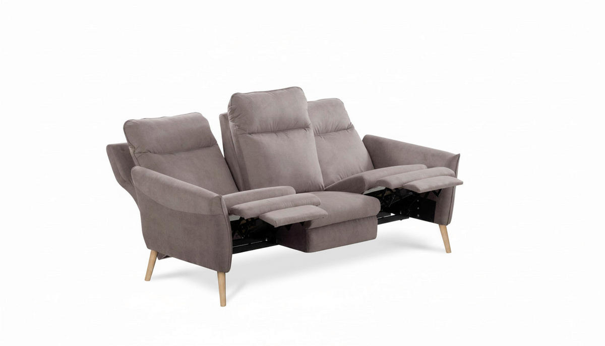 3-SITZER-SOFA  in Mikrofaser Taupe Skandinavisch, Modern  - Taupe/Buchefarben, Design, Holz/Textil (202/110/92cm) - Livetastic