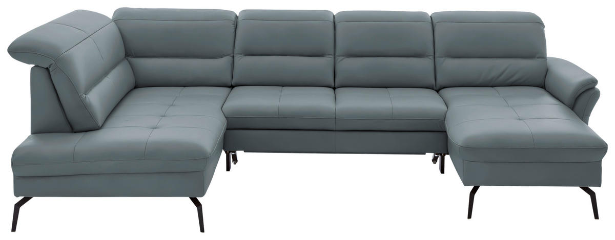 WOHNLANDSCHAFT in Echtleder Dunkelbraun  - Dunkelbraun/Schwarz, Design, Leder/Metall (206/336/181cm) - Beldomo Speed