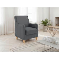 SESSEL in Echtleder Schwarz  - Eichefarben/Schwarz, Basics, Leder/Holz (70/93/75cm) - Sit & More