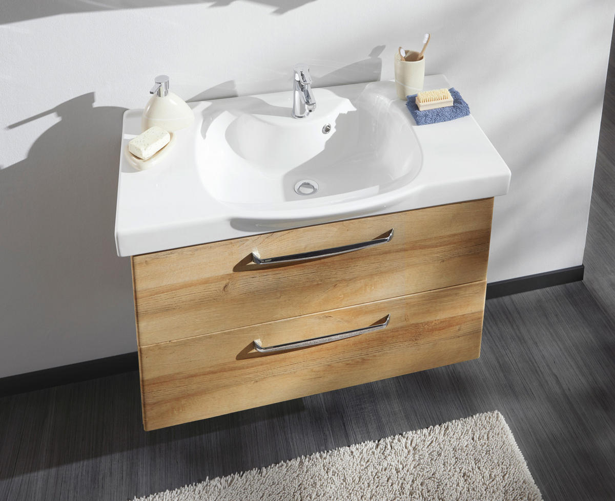 BADEZIMMER  in 92 cm  - Eichefarben/Weiß, KONVENTIONELL, Keramik/Holzwerkstoff (92cm) - Sadena