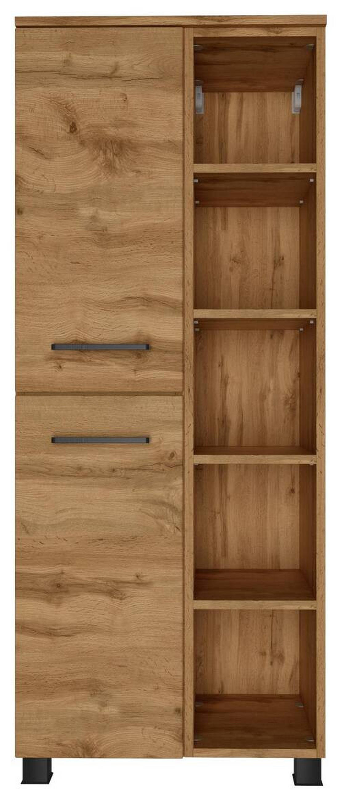 MIDI SKŘÍŇKA, barvy dubu, 55/130/35 cm - černá/barvy dubu, Moderní, kov/kompozitní dřevo (55/130/35cm) - Held