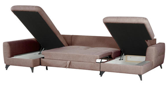 WOHNLANDSCHAFT Rosa Chenille  - Schwarz/Rosa, KONVENTIONELL, Textil/Metall (188/340/160cm) - Xora