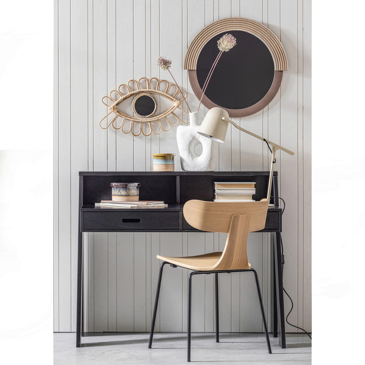 STUHL-SET 2 Stück stapelbar   - Schwarz/Naturfarben, MODERN, Holz/Metall (50/78/52cm) - Livetastic