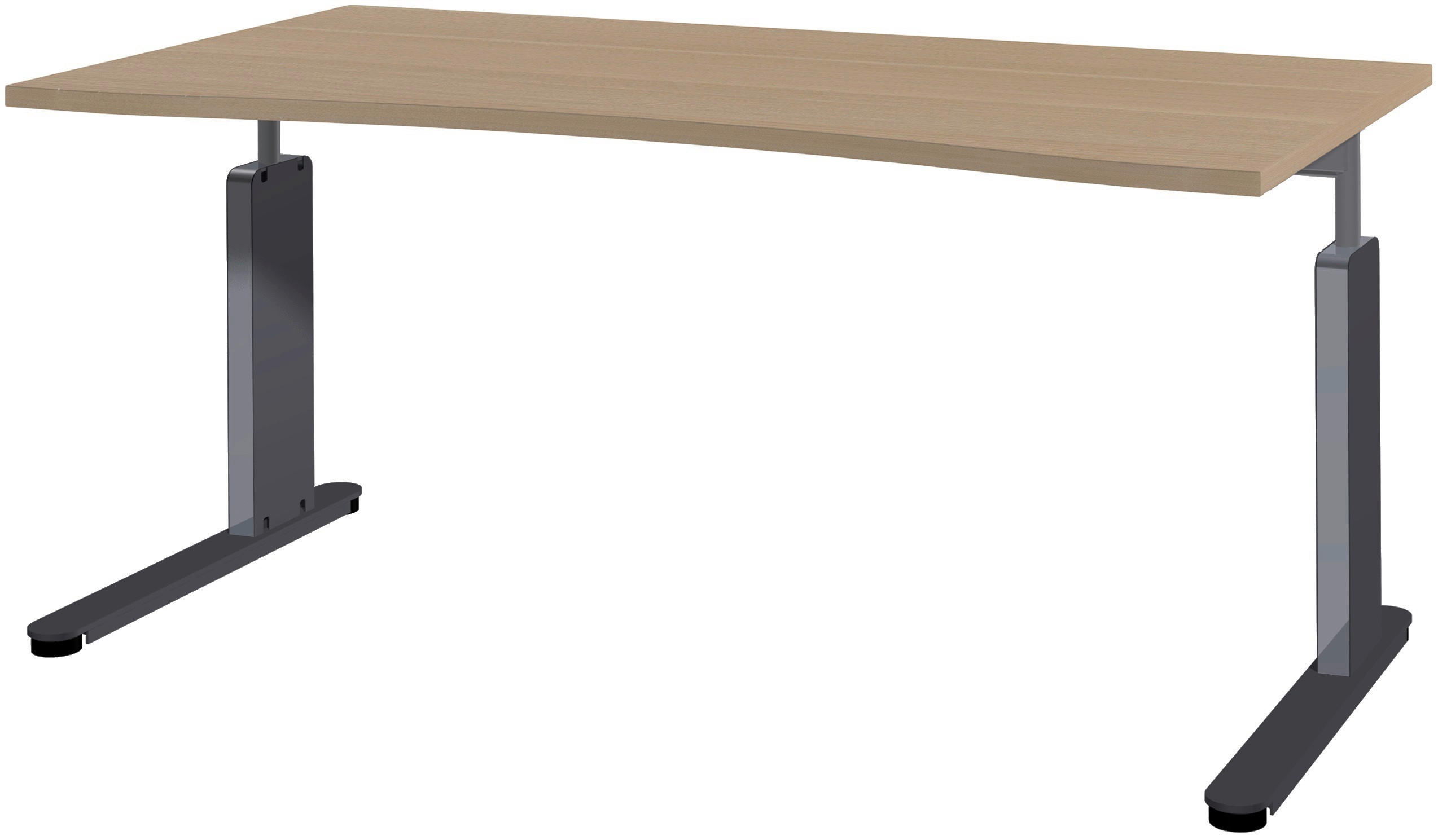SCHREIBTISCH höhenverstellbar, in verschiedenen Holz-Dekoren erhältlich  - Eichefarben/Anthrazit, Basics, Holzwerkstoff/Metall (160/80/68-82cm)