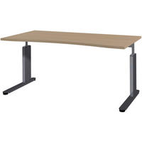 SCHREIBTISCH höhenverstellbar, in verschiedenen Holz-Dekoren erhältlich  - Eichefarben/Anthrazit, Basics, Holzwerkstoff/Metall (160/80/68-82cm)