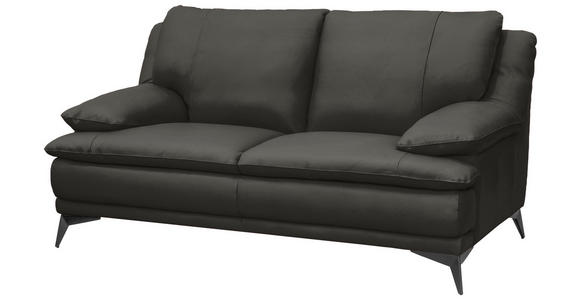 2-SITZER-SOFA Dunkelgrün Echtleder  - Dunkelgrün/Schwarz, Design, Leder/Metall (178/92/98cm) - Novel