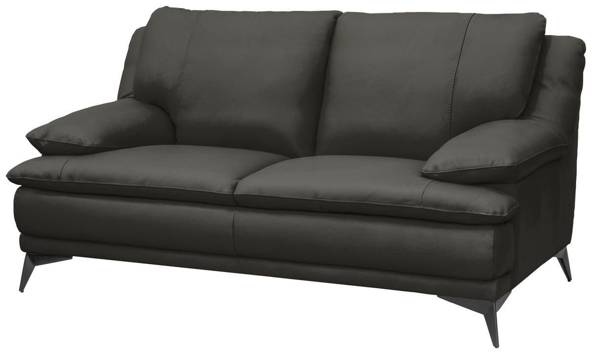 2-SITZER-SOFA Dunkelgrün Echtleder  - Dunkelgrün/Schwarz, Design, Leder/Metall (178/92/98cm) - Novel