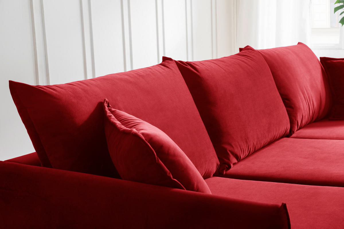 ECKSOFA Eckteil  ROSSANA-2S.REC Dunkelrot Samt  - Dunkelrot, MODERN, Holz/Textil (258/160cm) - MID.YOU