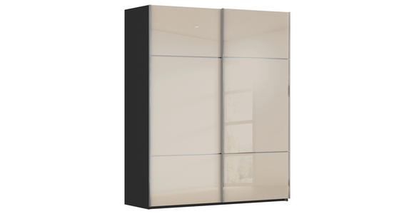 SCHWEBETÜRENSCHRANK in Schwarz, Champagner - Chromfarben/Champagner, KONVENTIONELL, Glas/Holzwerkstoff (181/223/67cm) - Novel