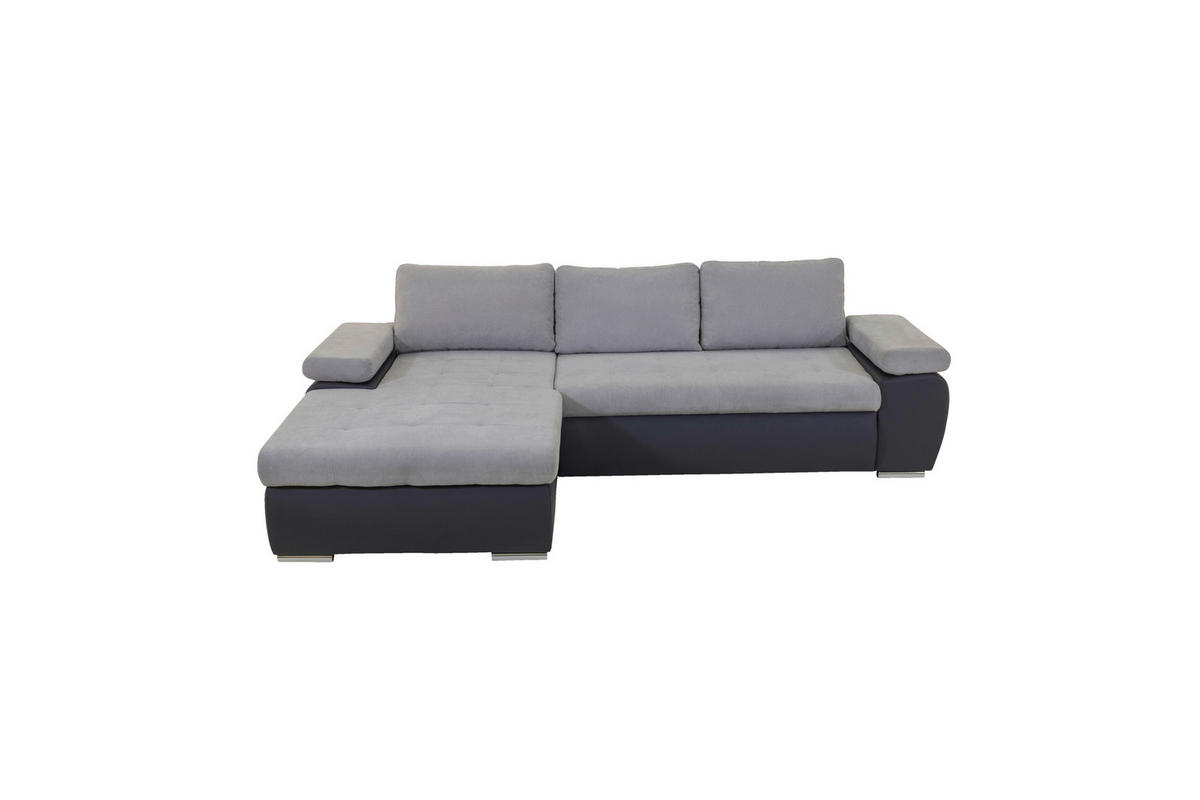 ECKSOFA in Flachgewebe Grau, Dunkelgrau  - Dunkelgrau/Grau, Design, Kunststoff/Textil (175/271cm) - MID.YOU