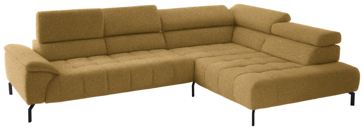 ECKSOFA in Chenille Currygelb  323/222 cm  - Currygelb/Schwarz, Design, Textil/Metall (323/222cm) - Beldomo Style