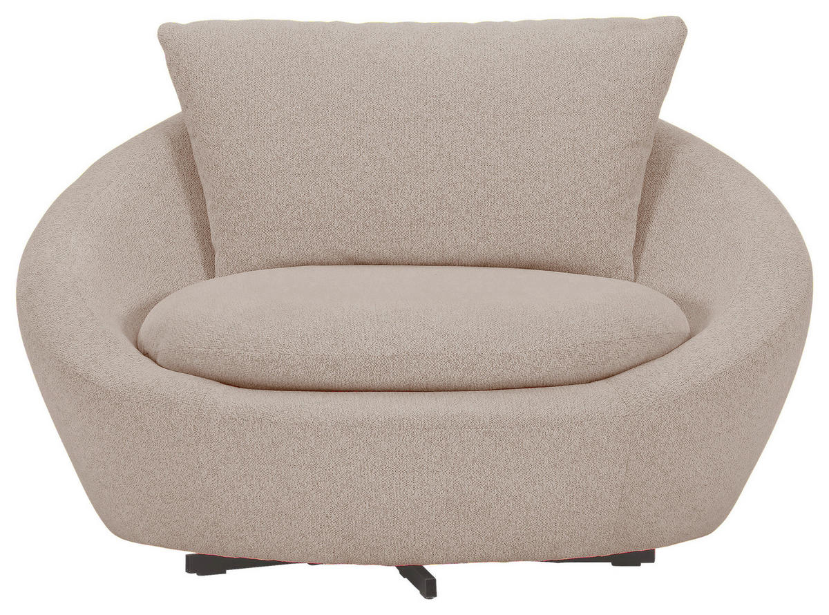 SESSEL in Flachgewebe Hellbraun  - Hellbraun/Schwarz, Design, Textil/Metall (130/78/112cm) - Lomoco