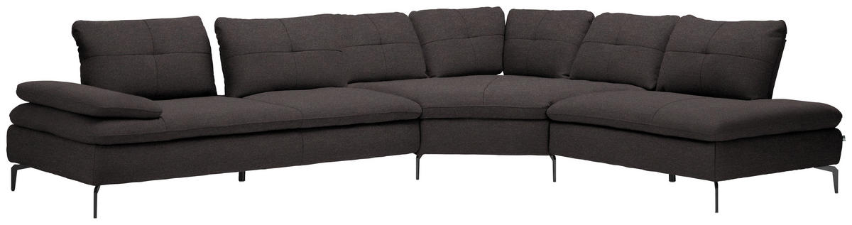 ECKSOFA in Flachgewebe Schwarz  - Schwarz, Design, Textil/Metall (344/271cm) - Chilliano