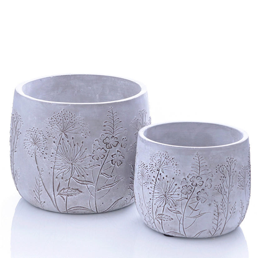 PFLANZTOPF   - Braun/Weiß, KONVENTIONELL, Stein (18,5/14,5cm)