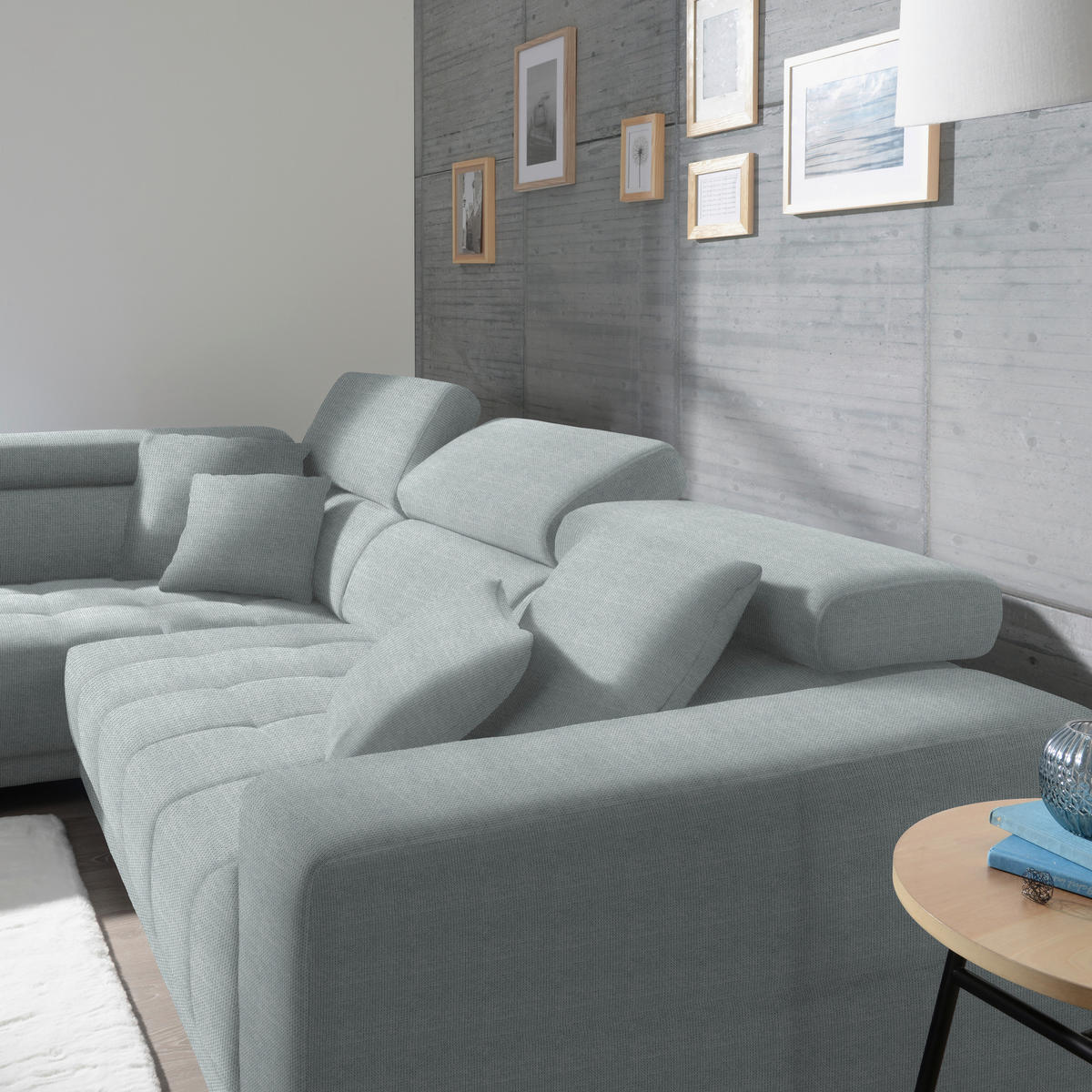 ECKSOFA in Mikrofaser Platinfarben  - Platinfarben/Chromfarben, Design, Textil/Metall (207/301cm) - Xora