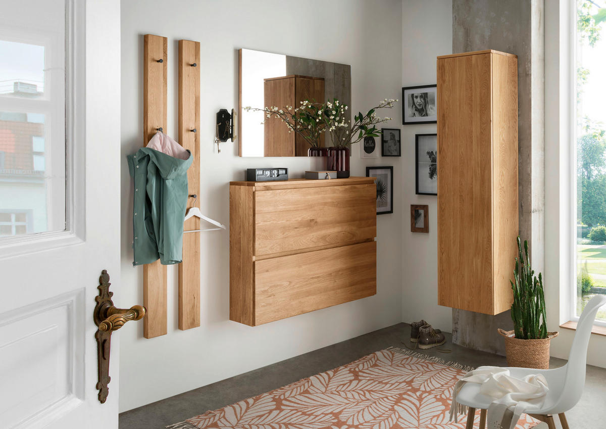 HÄNGESCHUHSCHRANK Asteiche vollmassiv Eichefarben  - Eichefarben, Natur, Holz (110/84/24cm) - Linea Natura