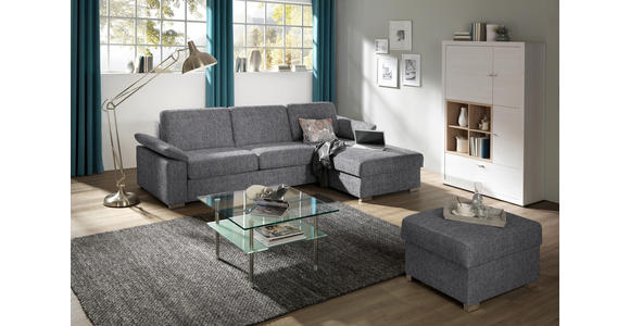 ECKSOFA in Flachgewebe Grau - Chromfarben/Grau, KONVENTIONELL, Textil/Metall (285/176cm) - Novel