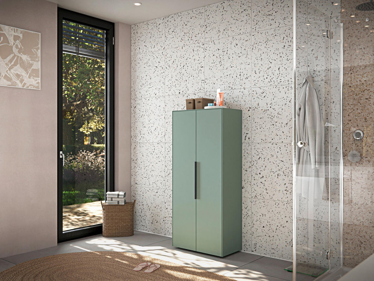 MIDISCHRANK 60/135/30 cm  - Schwarz/Grün, Design, Holzwerkstoff/Kunststoff (60/135/30cm) - home24