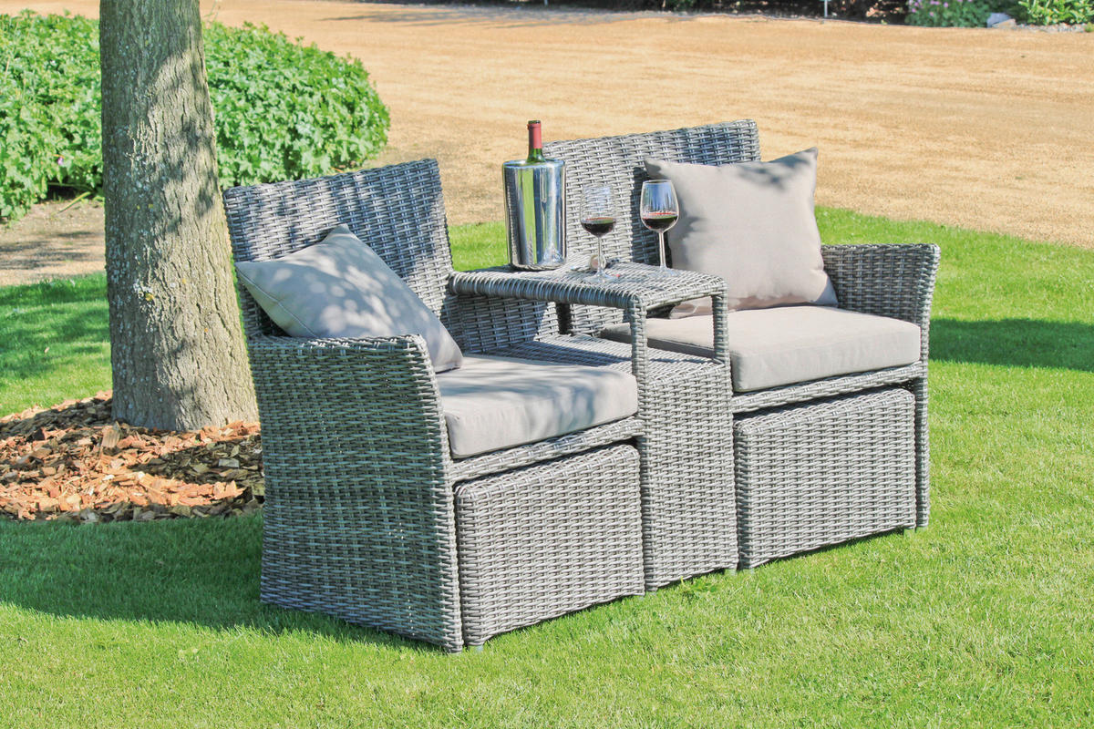 GARTENSESSEL Kunststoff, Textil Hellgrau  - Hellgrau, MODERN, Kunststoff/Textil (70/90/155cm) - Gardenson