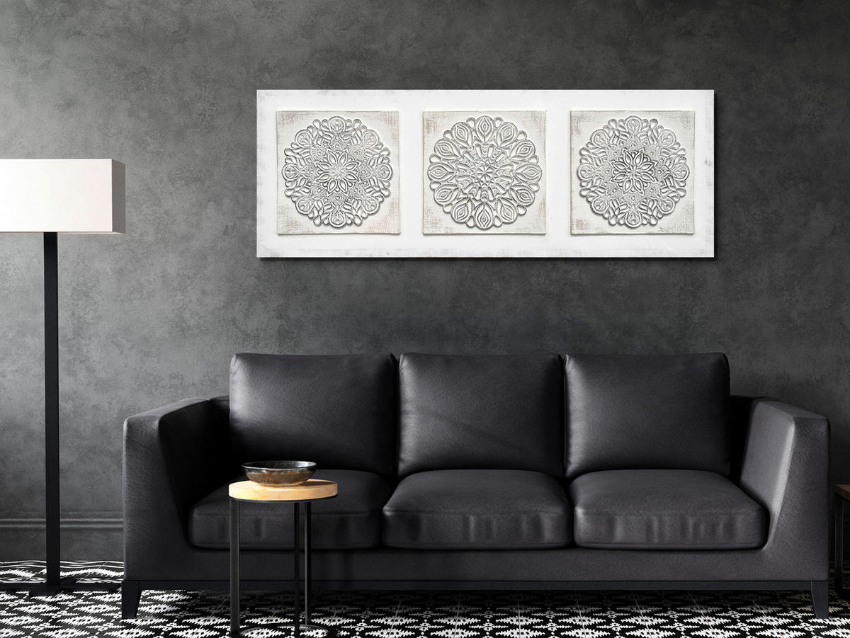 ORIGINÁLNY OBRAZ, abstraktné, etno, 150/55 cm  - hnedá/biela, Lifestyle, kompozitné drevo/textil (150/55cm) - Monee