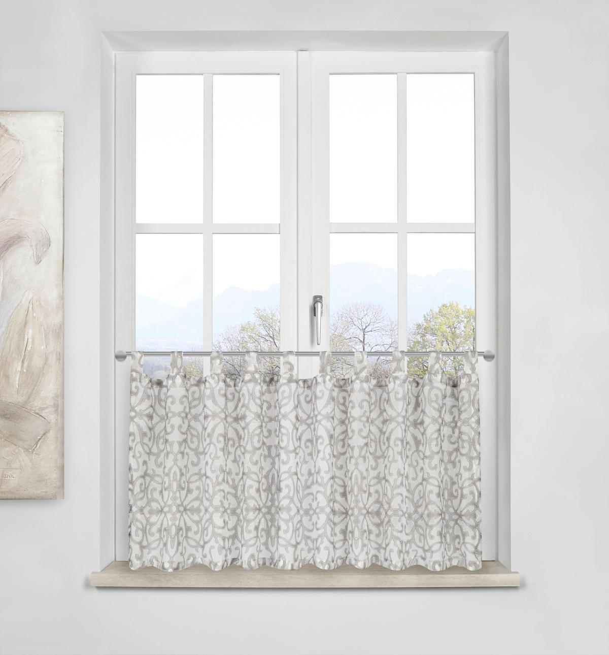KURZGARDINE   140/48 cm   - Weiß/Grau, Design, Textil (140/48cm) - Esposa