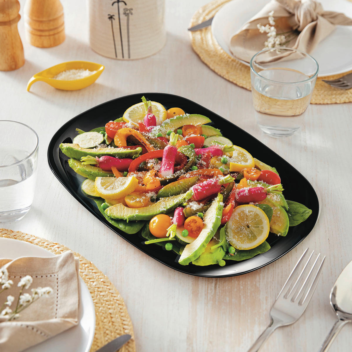 BURGERTELLER Italien Party Schwarz    - Schwarz, Basics, Glas - Creatable