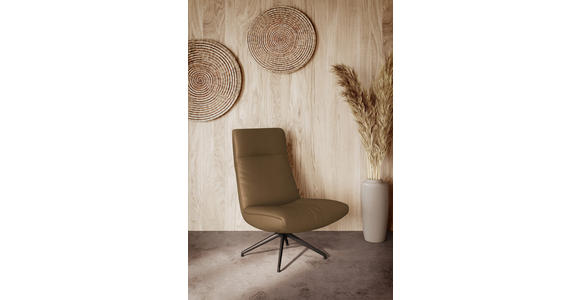 SESSEL in Echtleder Beige - Beige/Schwarz, MODERN, Leder/Metall (74/105/92cm) - Johann Jakob