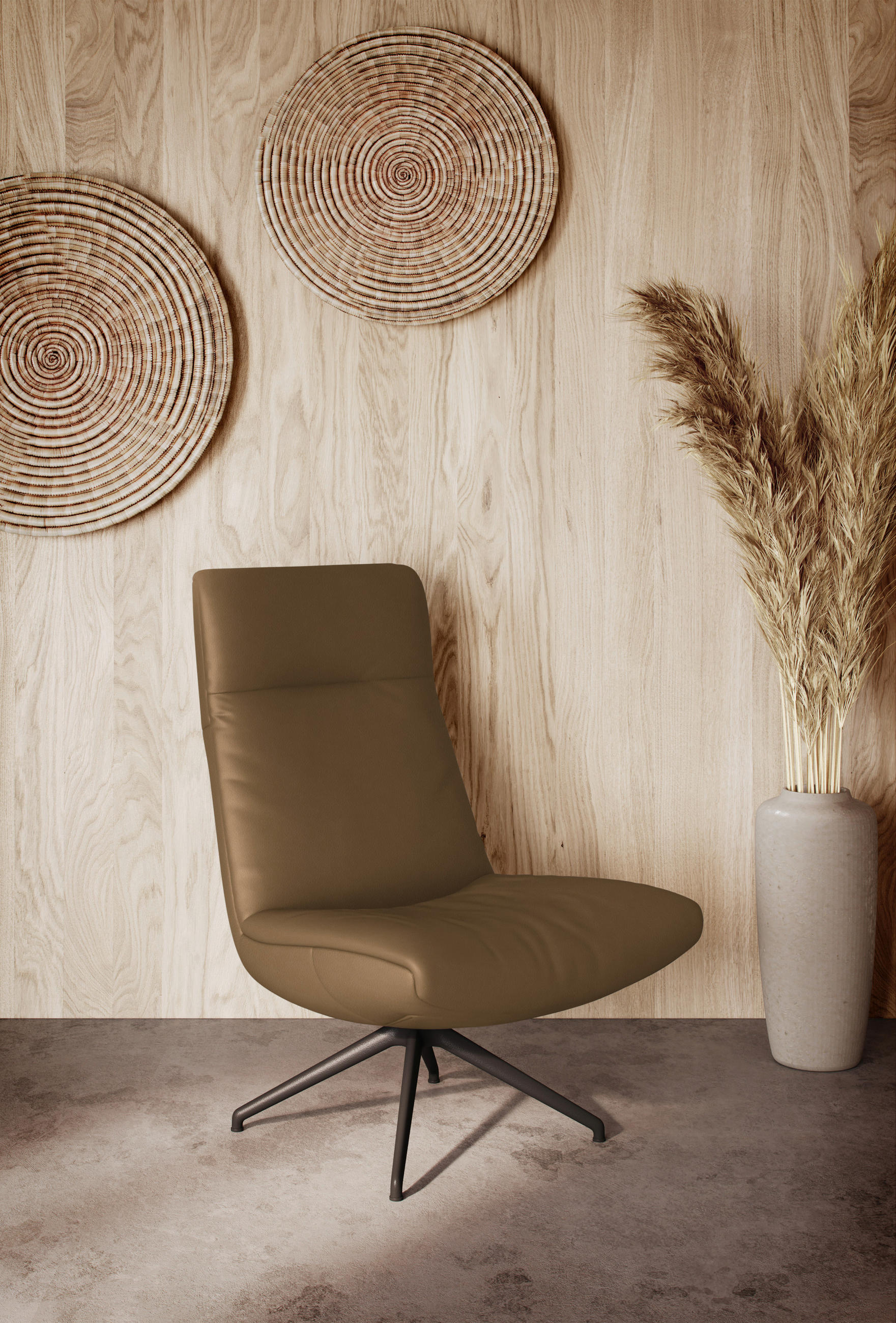 SESSEL in Echtleder Beige  - Beige/Schwarz, Modern, Leder/Metall (74/105/92cm) - Johann Jakob
