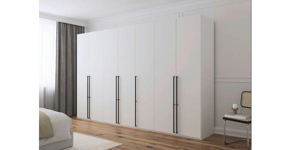 DREHTÜRENSCHRANK 350/223/61 cm,  in Weiß, 7-türig  - Schwarz/Weiß, Basics, Holzwerkstoff/Metall (350/223/61cm) - Novel