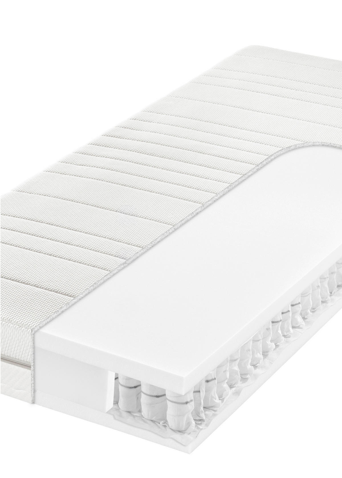 TASCHENFEDERKERNMATRATZE 80/200 cm, Höhe ca.: 18 cm, H2 = mittel, 7-Zonen - Weiß, Basics, Textil (80/200cm) - Sleeptex