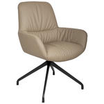 ARMLEHNSTUHL  in Aluminium, Eisen Echtleder pigmentiert  - Taupe/Schwarz, Design, Leder/Metall (64/89/65cm) - Dieter Knoll