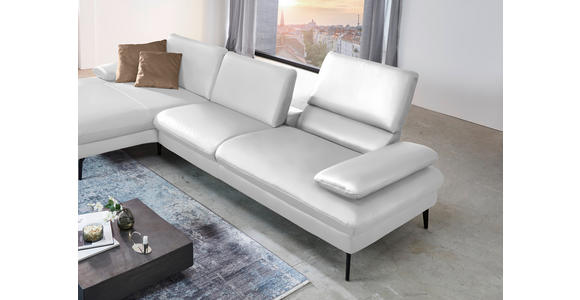 ECKSOFA in Echtleder Weiß 157/325 cm - Schwarz/Weiß, Design, Leder/Metall (157/325cm) - Dieter Knoll