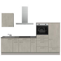 KÜCHENBLOCK 300 cm   in Grau, Schieferfarben  - Schieferfarben/Edelstahlfarben, MODERN, Holzwerkstoff/Metall (300cm) - Nobilia