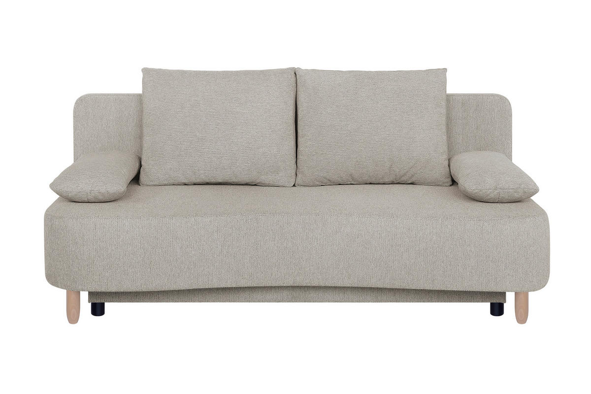 SCHLAFSOFA  mit Webstoff Beige  - Beige/Buchefarben, Design, Holz/Kunststoff (193/86/85cm) - P & B