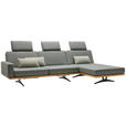 ECKSOFA in Flachgewebe Grau, Grün  - Schwarz/Grau, Natur, Holz/Textil (326/170cm) - Valnatura