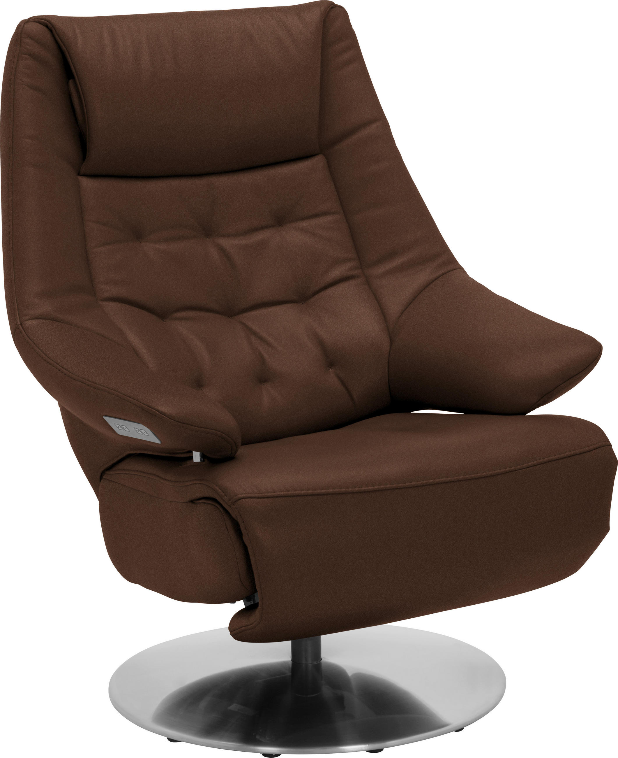 RELAXSESSEL in Leder Kastanienfarben  - Kastanienfarben/Alufarben, Design, Leder/Metall (84/111/91cm) - Valdera
