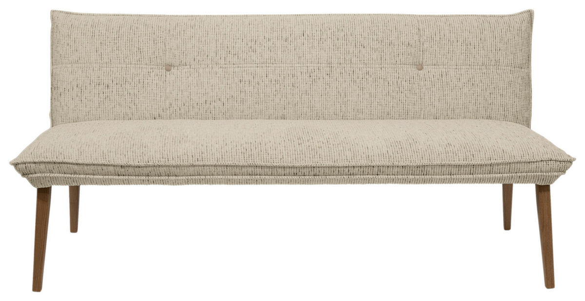 SITZBANK 179/86/65 cm Chenille Eichefarben, Beige Eiche massiv Holz  - Eichefarben/Eschefarben, KONVENTIONELL, Holz/Textil (179/86/65cm) - Valdera