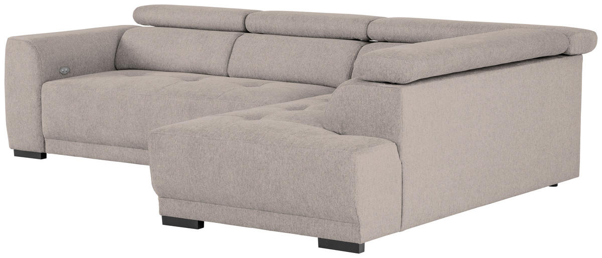 ECKSOFA in Struktur Taupe  - Taupe/Schwarz, Design, Kunststoff/Textil (284/205cm) - MID.YOU
