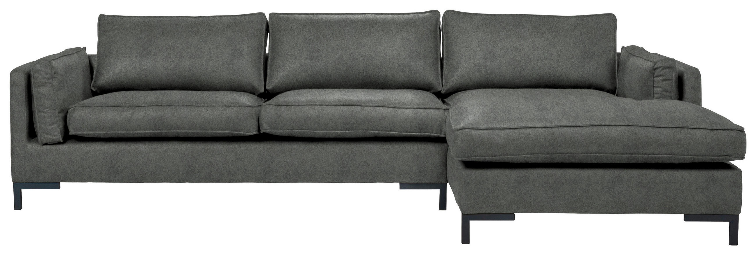 ECKSOFA Grün Lederlook  - Schwarz/Grün, Design, Textil/Metall (295/160cm) - Livetastic