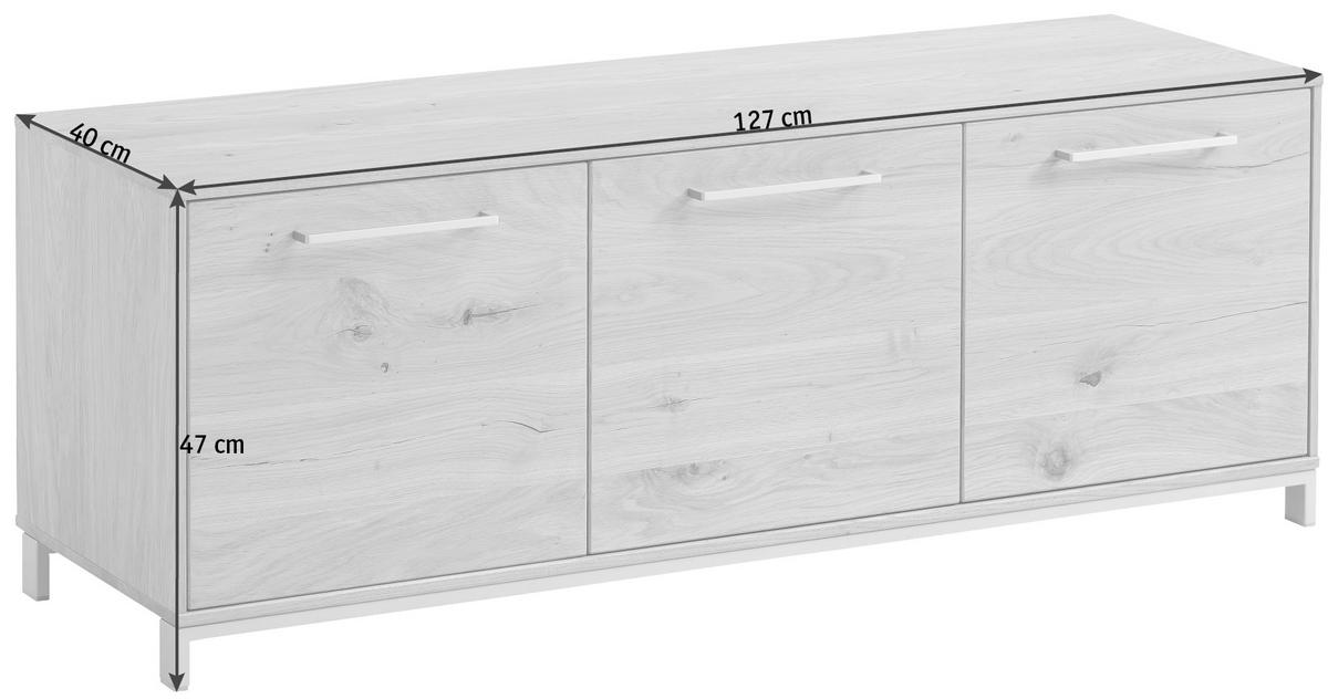 GARDEROBENBANK 127/47/40 cm  - Edelstahlfarben/Eichefarben, Design, Holz/Metall (127/47/40cm) - Novel