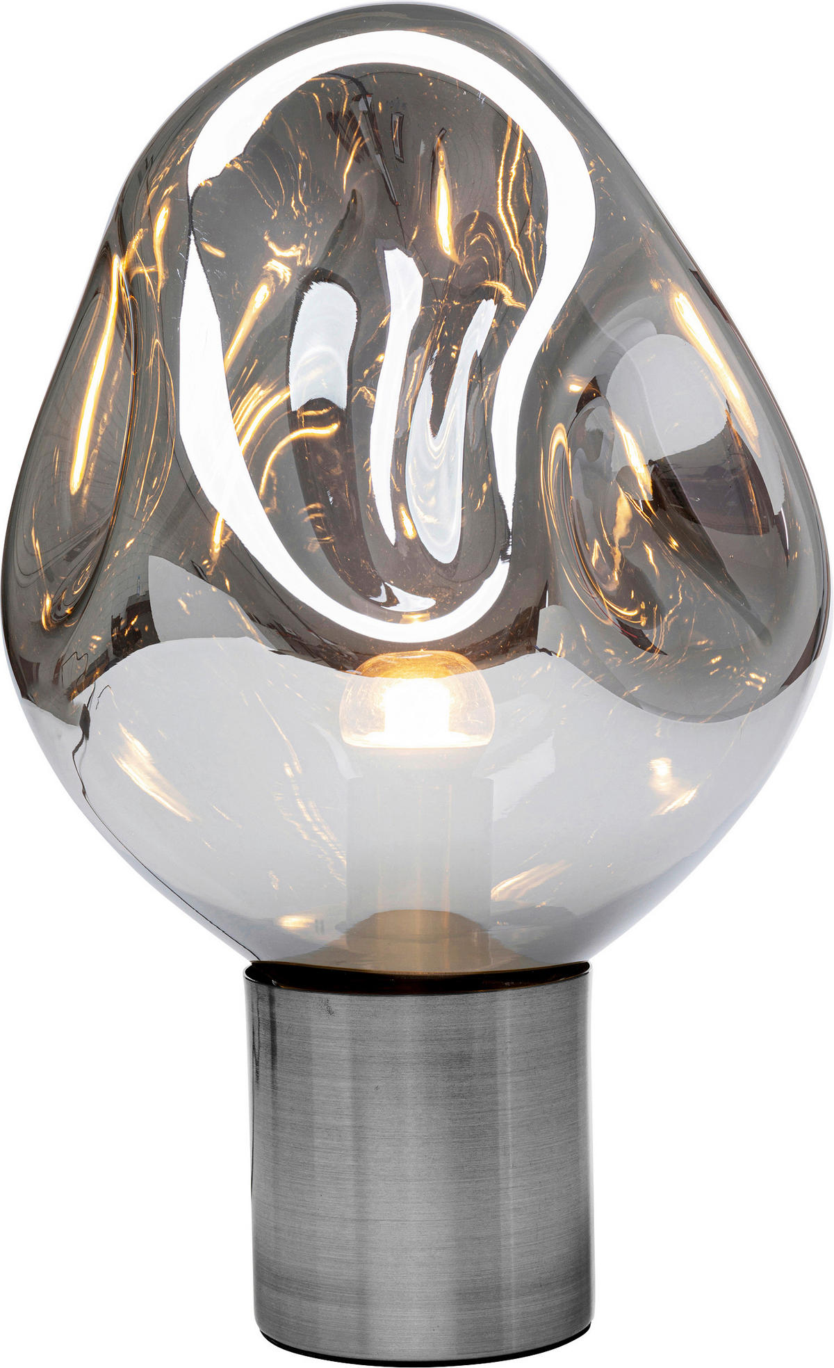 TISCHLEUCHTE - Grau, MODERN, Glas/Metall (25/38/25cm) - Kare-Design