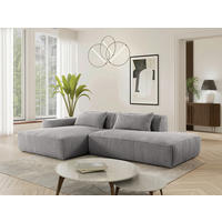 ECKSOFA BILLUND Grau Cord Nierenkissen  - Schwarz/Grau, KONVENTIONELL, Kunststoff/Textil (294/165cm) - Livetastic
