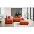 ECKSOFA in Velours Terracotta  - Terracotta/Schwarz, Design, Kunststoff/Textil (236/326cm) - Xora