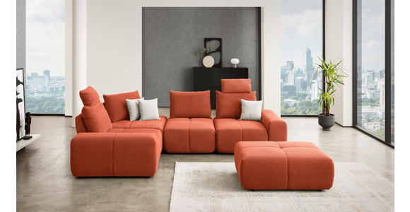 ECKSOFA in Velours Terracotta 236/326 cm - Terracotta/Schwarz, Design, Kunststoff/Textil (236/326cm) - Xora