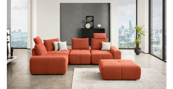 ECKSOFA in Velours Terracotta  - Terracotta/Schwarz, Design, Kunststoff/Textil (236/326cm) - Xora