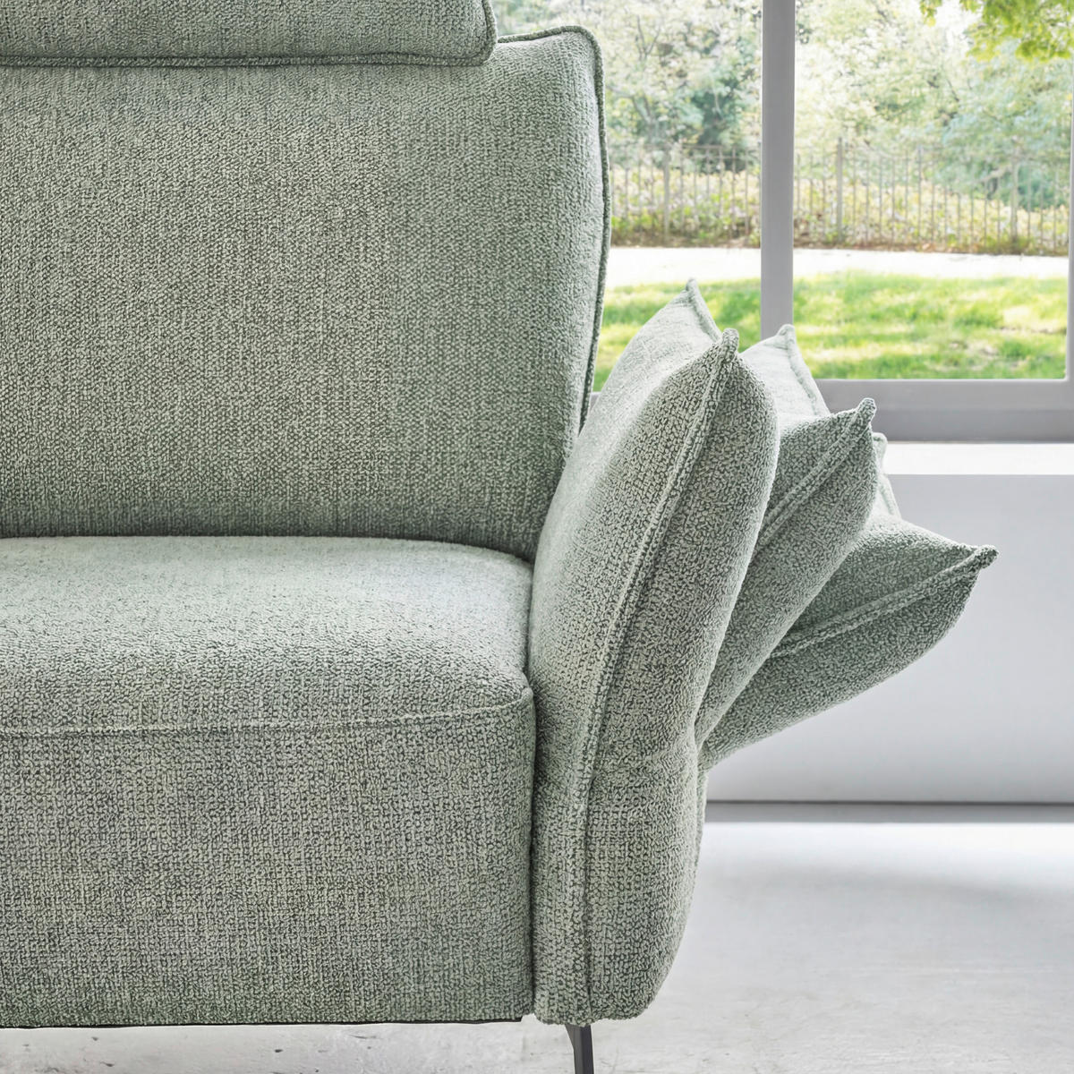 RÉCAMIERE Chenille Greige  - Greige/Schwarz, Konventionell, Textil/Metall (206/90/92cm) - Elegando