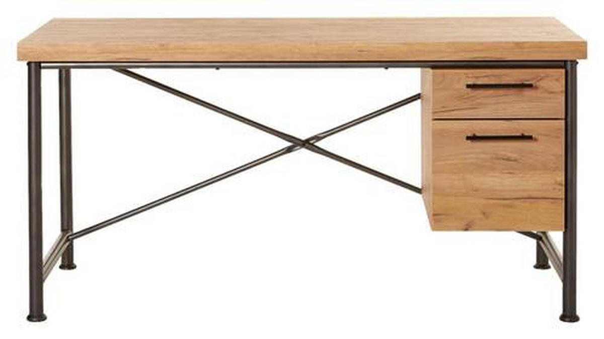 SCHREIBTISCH 150/60/75,5 cm  in Anthrazit, Eichefarben  - Eichefarben/Anthrazit, Konventionell, Holzwerkstoff/Metall (150/60/75,5cm) - Livetastic