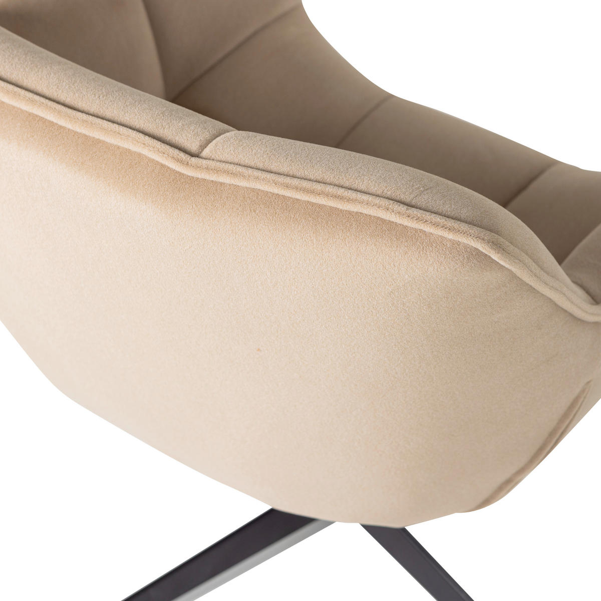 SESSEL in Samt Sandfarben  - Sandfarben/Schwarz, MODERN, Textil/Metall (71/94/83cm) - Livetastic