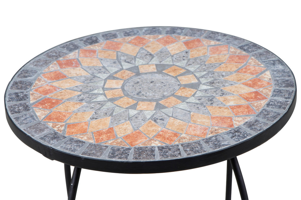 GARTENBEISTELLTISCH 41/41/59 cm Metall, Keramik  - Multicolor/Schwarz, MODERN, Keramik/Metall (41/41/59cm) - Siena Garden