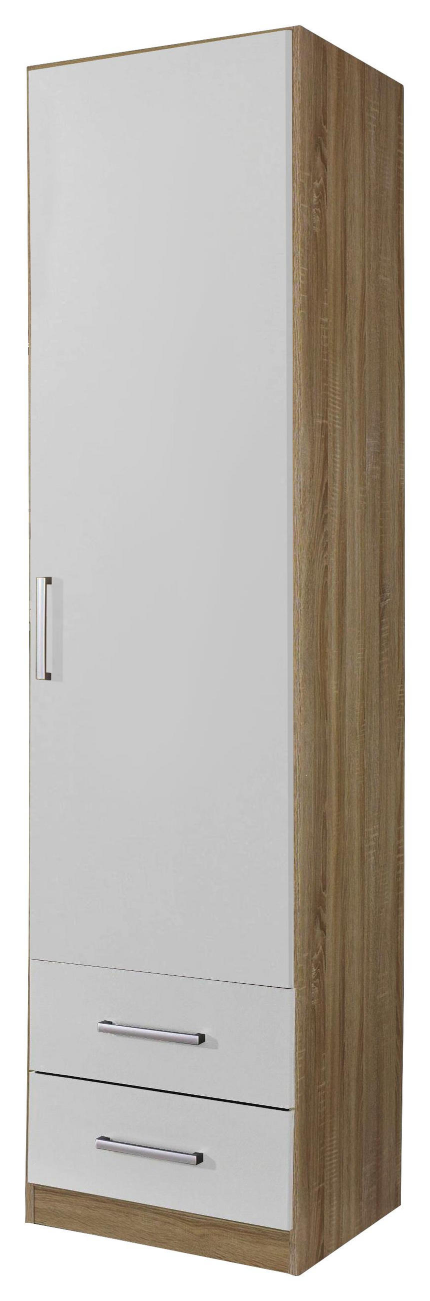 Drehtürenschrank in Weiß, Eichefarben